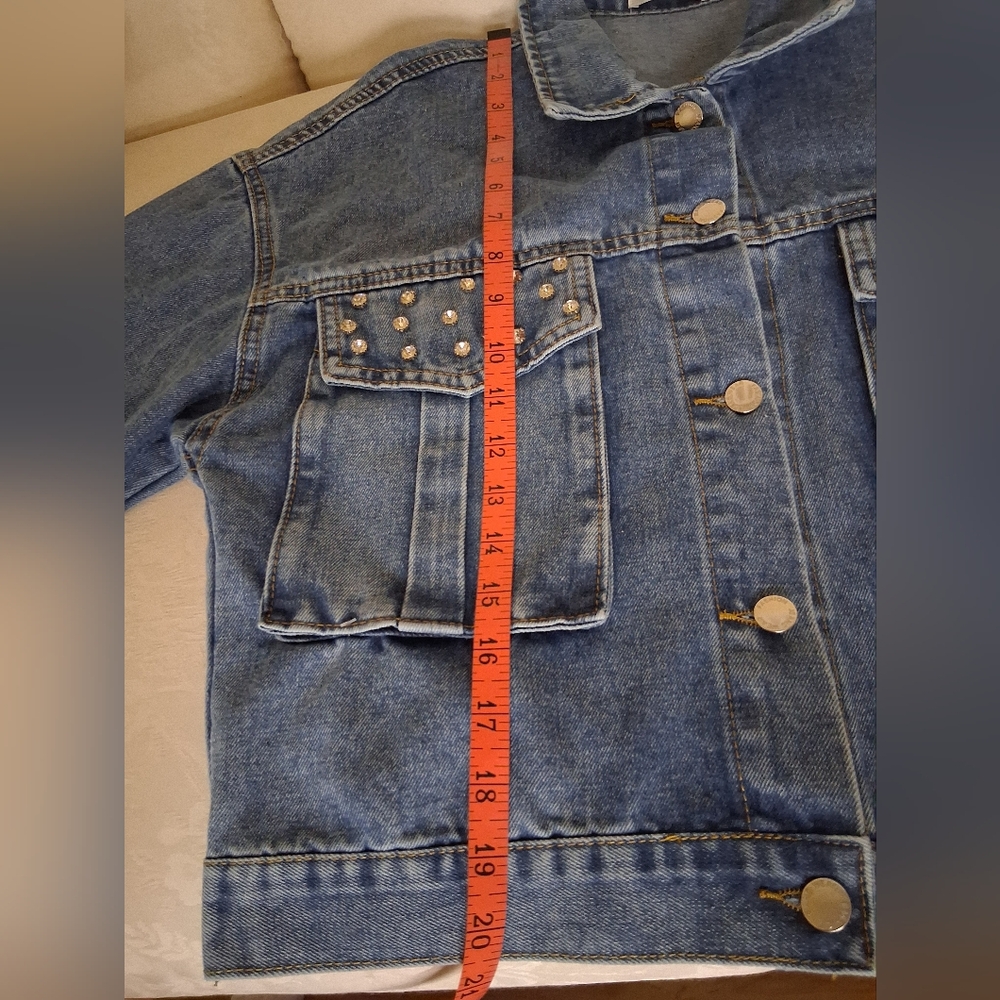 Nali Collection Blue Denim Crystal Studded Jacket Size S/M - Picture 11 of 14